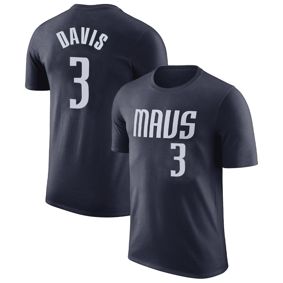 Men NBA Dallas Mavericks #3 Davis blue T shirts->nfl t-shirts->Sports Accessory